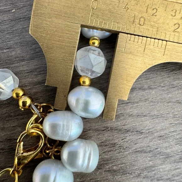 Handmade Freshwater Pearl and AB Glass Necklace and Bracelet Set - Picture 6 of 11